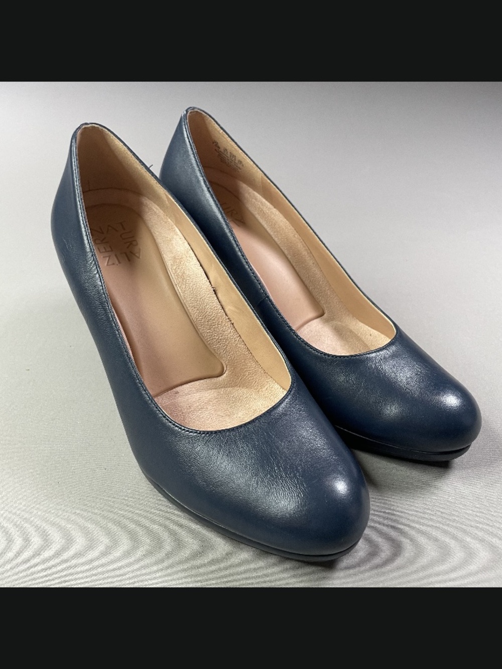 Naturalizer Shoes Womens 7.5 blue leather Michelle heels pumps preppy classic